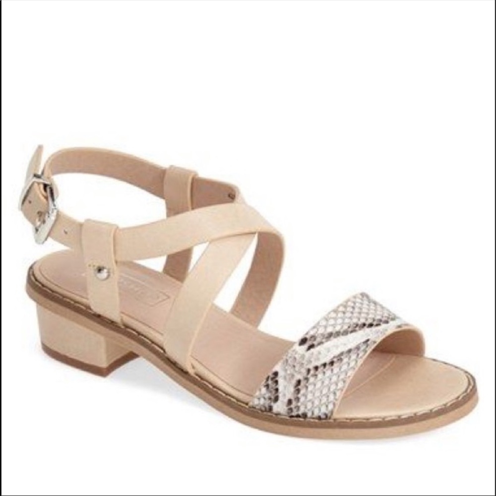 Topshop Faux Snakeskin & Cream Sandal w/ Mini Heel